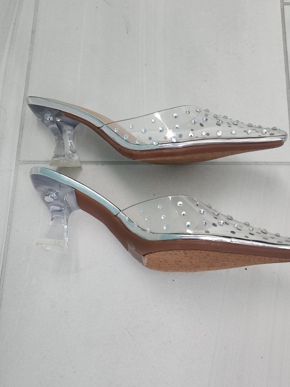 Gianni Bini Clear Pointed Mule with Rhinestones - Nude Insole - Picture 3 of 5
